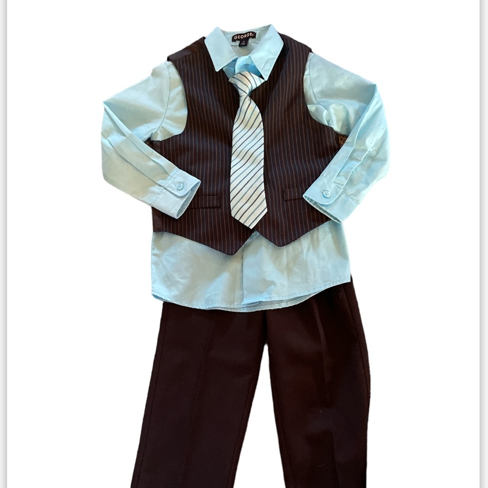 boys suit size 4 shirt vest pants and tie